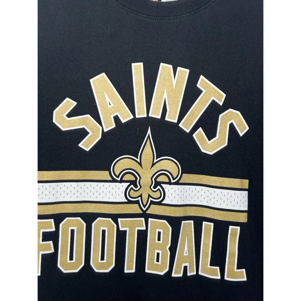 NFL Team Apparel New Orleans Saints Men’s Small Black/Gold Short Sleeve Shirt - Picture 3 of 10